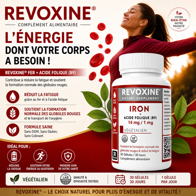 Fer (Iron) 14mg + Acide Folique B9 1mg Végétalien – 30 Gélules