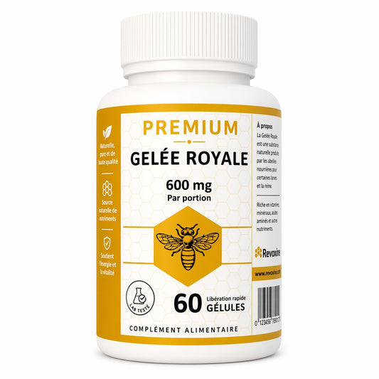 Gelée Royale Premium 600mg – 60 Gélules Libération Rapide (Revoxine FR)