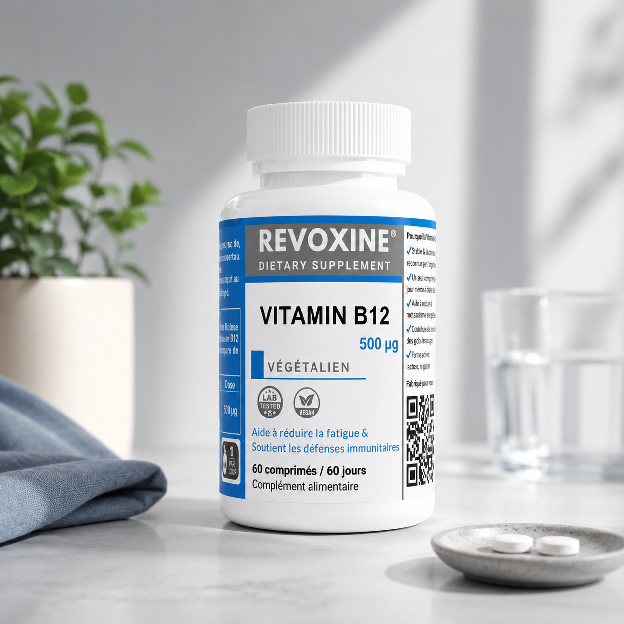 Vitamine B12 500µg Végétalien – 60 Comprimés (60 Jours)
