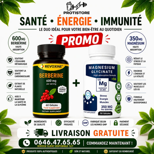 Pack ( Berbérine 600mg + Magnésium Glycinate 350 mg en promo